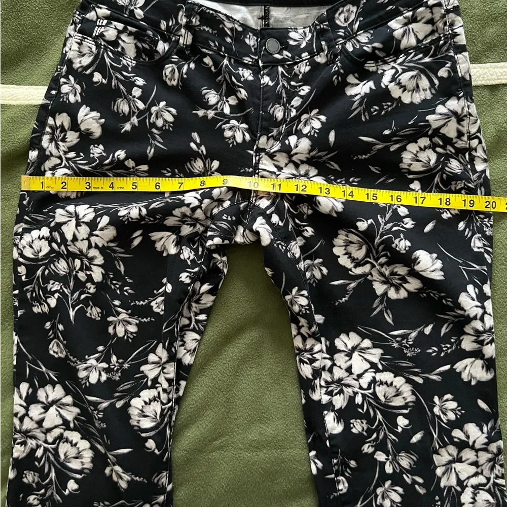 Ann Taylor Black and White Floral Jeans